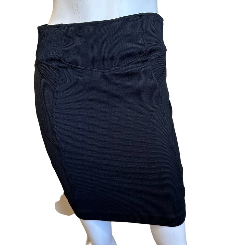 WHYRED Black High Waisted Stretch Mini Tight Knit Skirt sz S